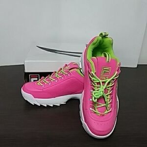 Brand New Fila Women's Vibrant Pink and Lime Sneakers F57